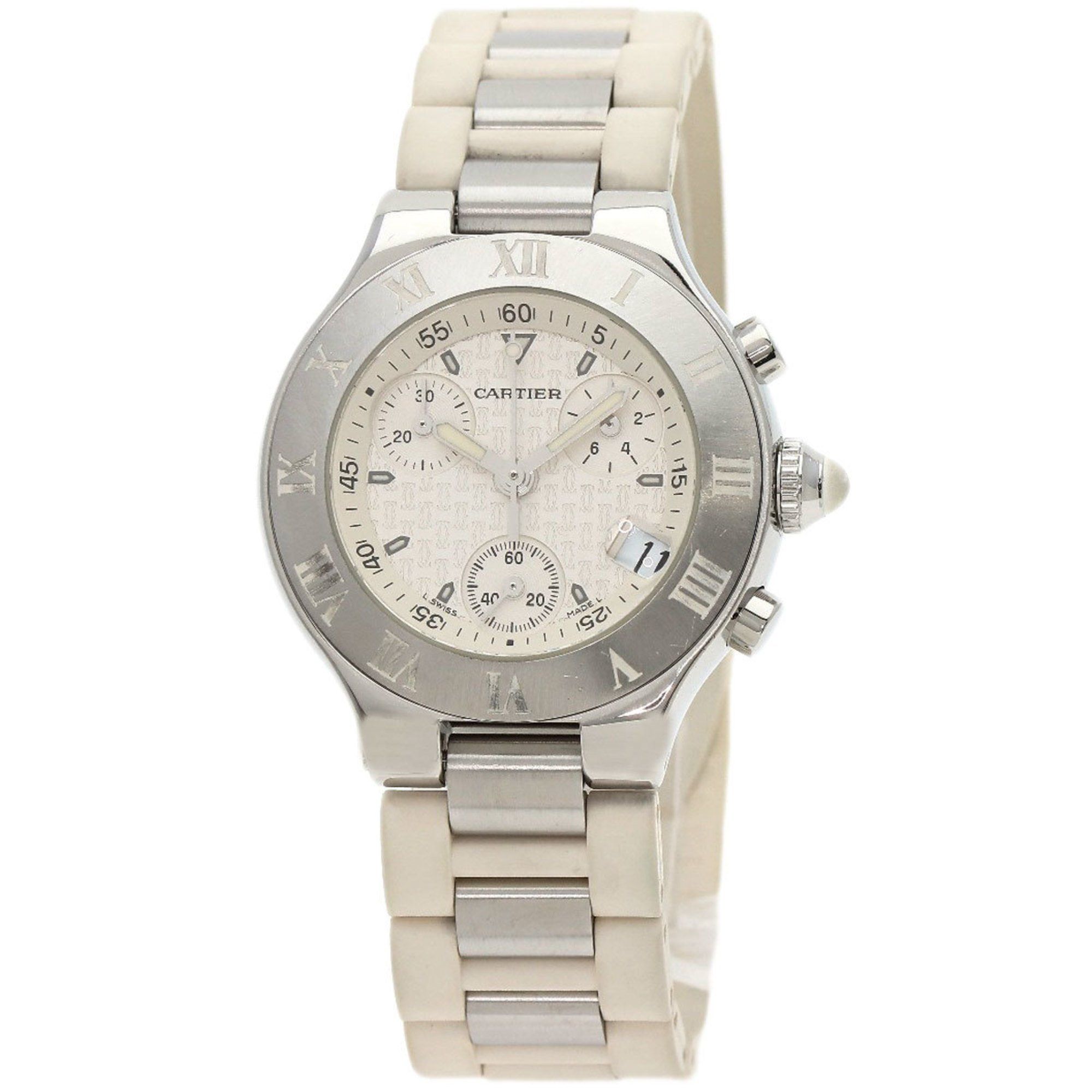 Cartier W10197U2 Chronoscuff SM Watch Stainless Steel Rubber Ladies CARTIER