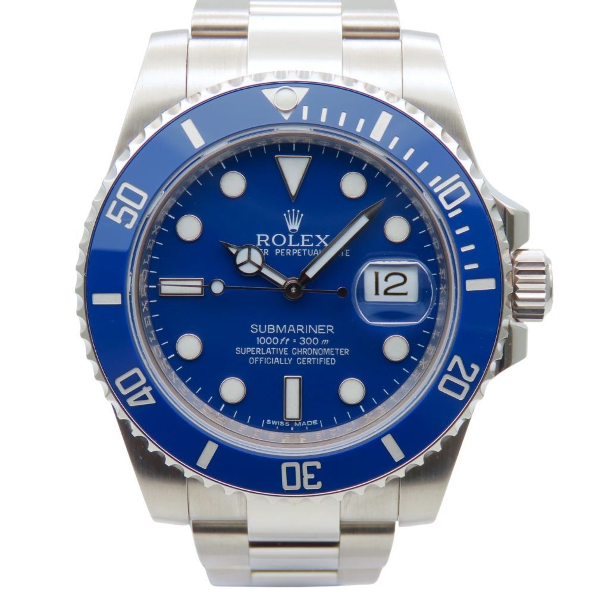 Rolex Submariner Watch 116619LB, 18K White Gold, Approx. 213.7g, Blue Silver, Dial, Random Number Ro