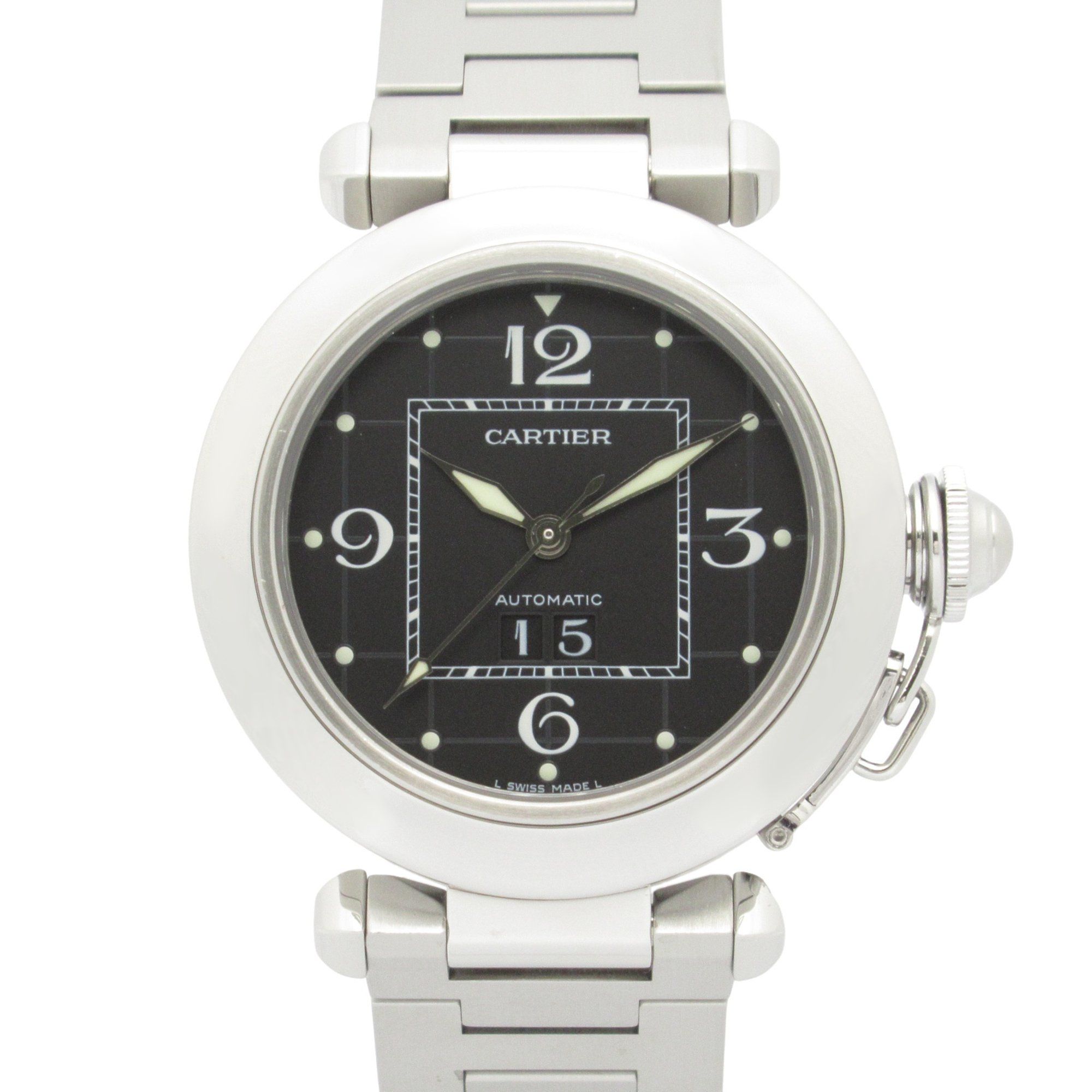 Cartier Pasha C Big Date Watch, Stainless Steel, Boys', Black, W31053M7