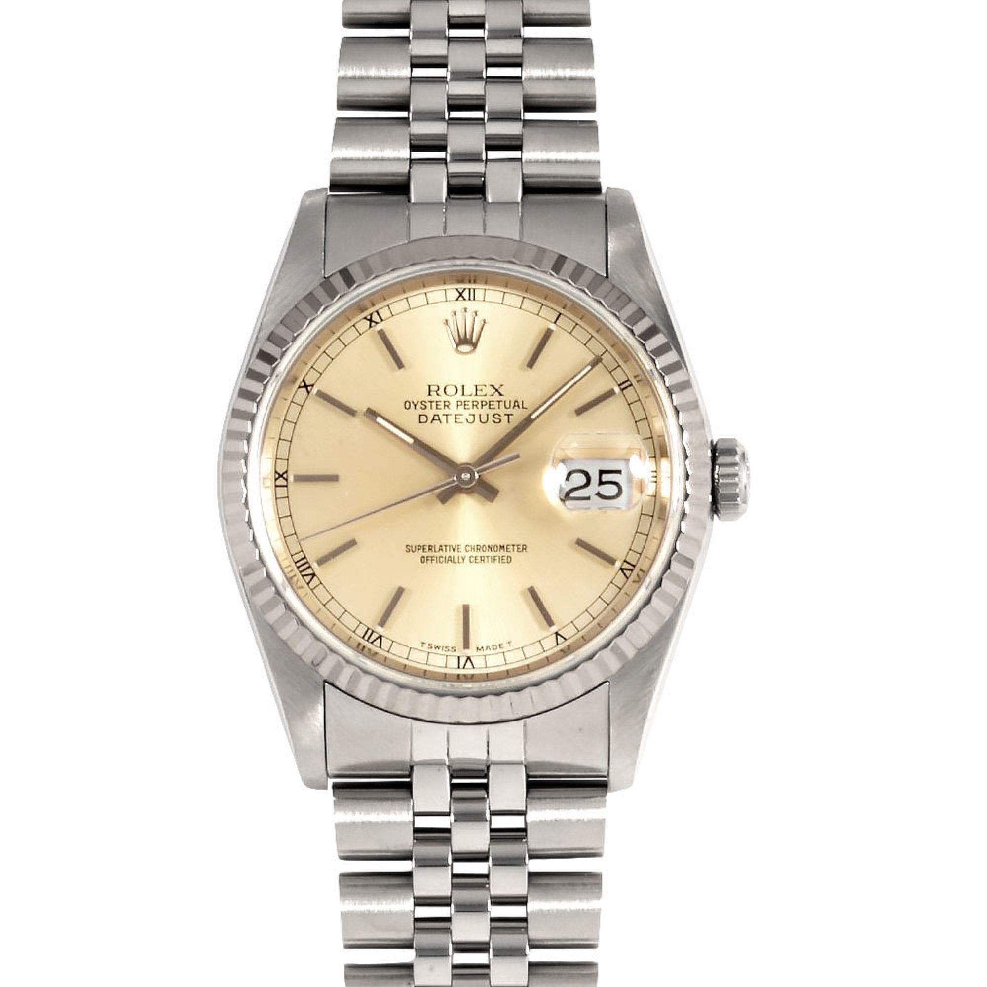 Rolex ROLEX 16234 Datejust Automatic Watch Silver Dial SS x WG Men's