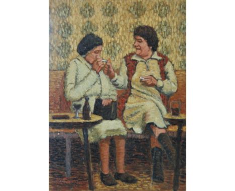 FERGUSON,KEN, Give Us A Light, oil on board, signed. 35 x 25 cm.
