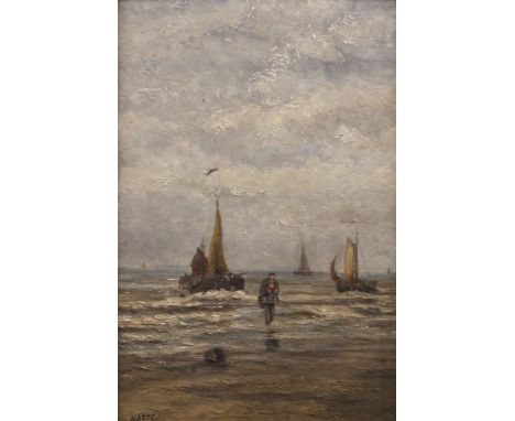 ARTZ, H (late 19th/early 20th Century) Continental, Fishing Boats, oil on panel, signed and framed. 27 x 41 cm. 