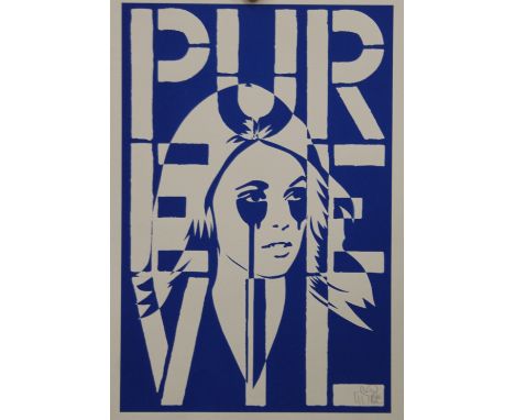 PURE EVIL (CHARLES UZZELL-EDWARDS) (born 1968) British (AR), an original silkscreen, signed in pencil, unframed. 35 x 50 cm.