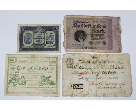 Henry Hasel Two Pounds (white), 1st Aug London, numbered 20781 together with a Siege of Mafeking Ten Shilling banknote, dated