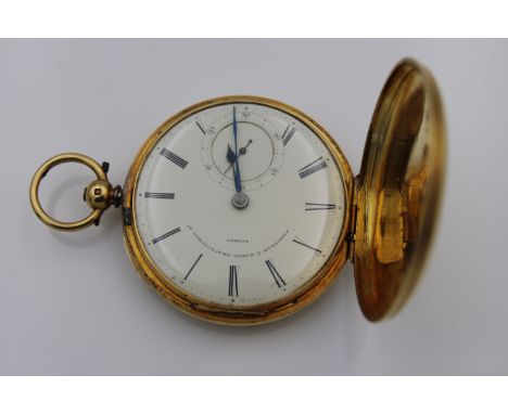 18ct gold key-wind full hunter pocket watch by Frodsham and Baker, the white enamel dial, signed Frodsham and Baker, Grace Ch