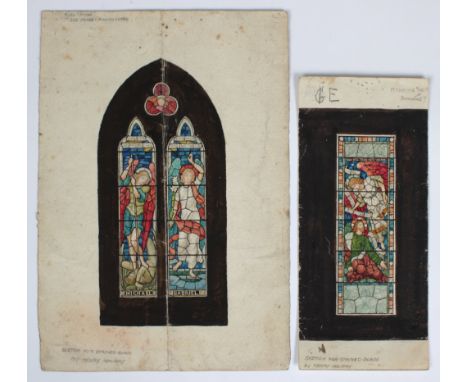 Henry Holiday (British, 1839-1927), Sketch for stained glass window at Hyde Chapel, Gee Cross, ManchesterPencil and watercolo
