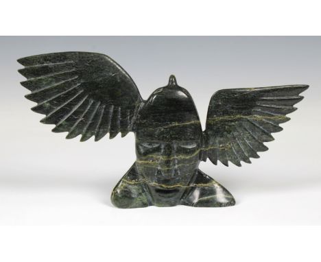 An Inuit serpentine stone carving by Toonoo Sharkey (b.1970), "Serpentine Spirit", Cape Dorset, Spirit Mask, certificate date
