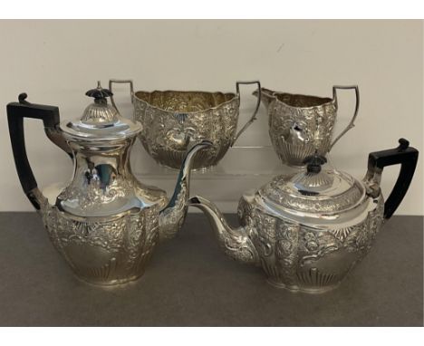 A Victorian silver four piece tea &amp; coffee service, W &amp; G Sissons, London, 1894, comprising of coffee pot, 23cm. high