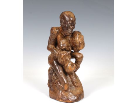 Tribal Art - David Murathi (South Africa, 20th century), stinkwood sculpture of a stylised figure, signed dated &amp; inscrib