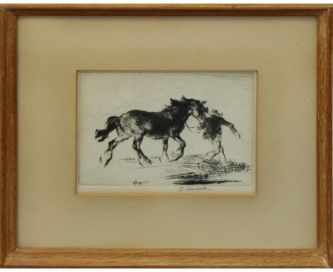 Edmund Blampied RBA, RE (Jersey, 1886-1966), "Farm Horse", drypoint etching, signed in pencil lower centre and signed in the 