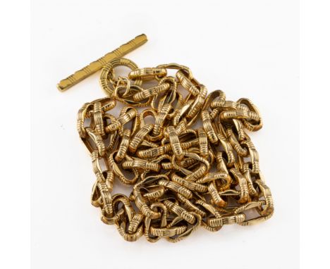 Roberto Coin - An 18k yellow gold fancy link necklace, with T-bar and ring fastening, set with a single ruby, approximately 4