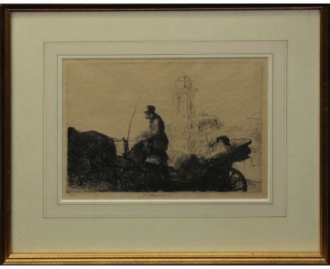 Edmund Blampied RBA, RE (Jersey, 1886-1966), "En Promenade", drypoint etching, signed in pencil lower centre and numbered 34/