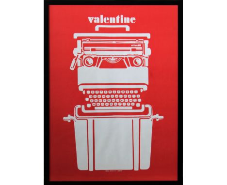 A framed and glazed limited edition Valentine poster by Ettore Sottsass, Italy for Olivetti Lettera 22 portable typewriter, 8