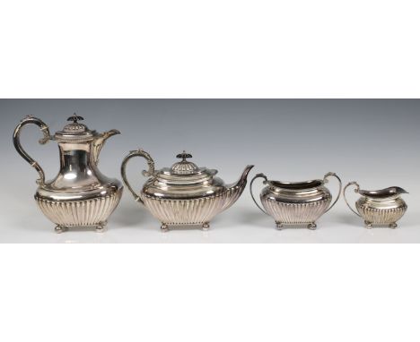 A matched Victorian silver four piece oval baluster tea service, James Dixon &amp; Sons Ltd, Sheffield, 1897, 98, 99, compris