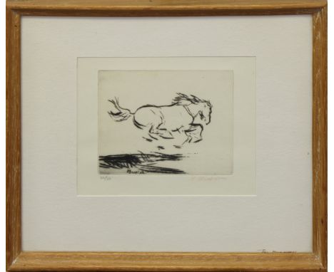 Edmund Blampied RBA, RE (Jersey, 1886-1966), "Runaway", drypoint etching, signed in red ink lower right and numbered in penci