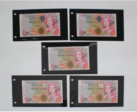 BRITISH BANKNOTES - The States of Guernsey - The Great War - Twenty Pound ( five consecutive), 2018, Signatory Bethan Haines,