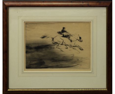 Edmund Blampied RBA, RE (Jersey, 1886-1966), "Galloping", drypoint etching, signed in in lower centre and numbered in ink 47/