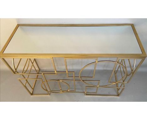 CONSOLE TABLE, 1950's Italian style, gilt metal, mirror top, 81cm x 120cm x 41cm. 