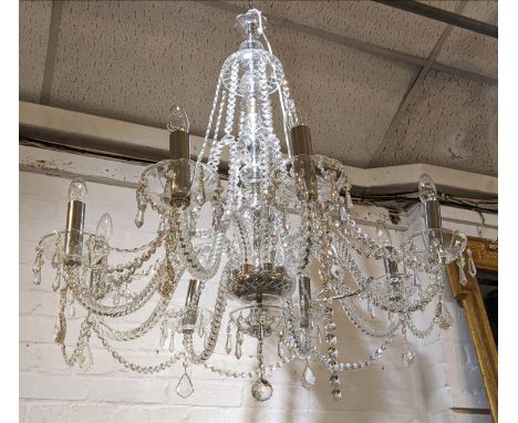 CHANDELIER, 90cm drop, contemporary, eight branch. 