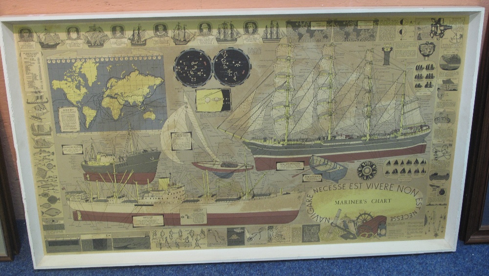 Large framed mariner's chart, coloured print.(B.P. 24 incl. VAT)