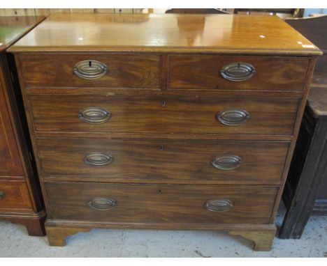 19th Century mahogany straight front chest of two short and three long drawers on bracket feet.(B.P. 24% incl. VAT)
