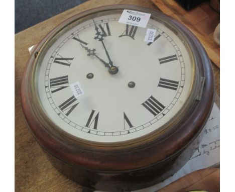 Mahogany two train bulkhead clock with white enamel Roman face.(B.P. 24% incl. VAT)