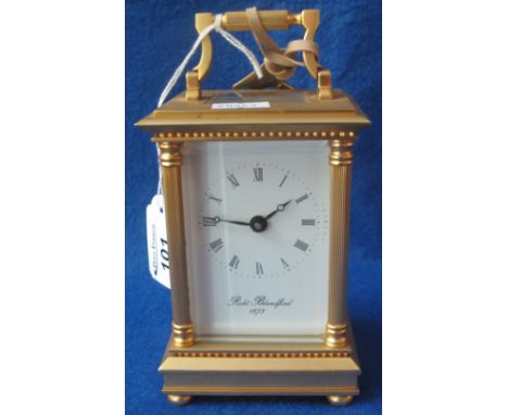 French gilt brass carriage clock with full depth Roman face marked: Robert Blanford.(B.P. 24% incl. VAT)   CONDITION REPORT: 