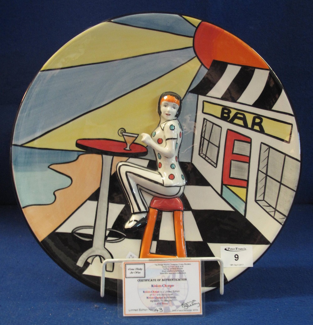 Lorna Bailey Pottery 'Riviera' charger, limited edition number 43/50, with C.O.A.(B.P. 24 incl.