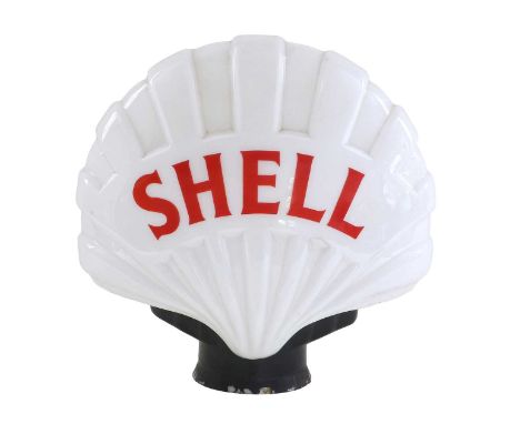 A "Fat" Shell Glass Petrol Pump Globe by Hailware, with red lettering to both sides, the neck stamped PROPERTY OF SHELL-MEX A