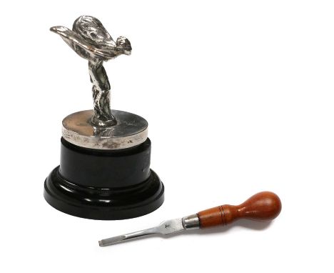 Rolls-Royce: A Presentation Retirement Mascot, 20th century, modelled as the Spirit of Ecstasy with wings outstretched, mount