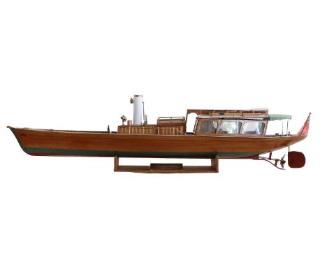 Steam Launch Branksome 1896 fine scale model constructed primarily in wood and built from original plans by David Cadman, wit