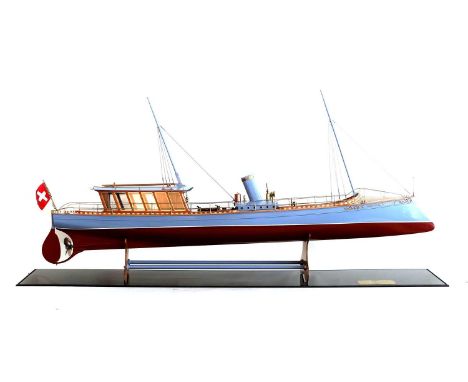 Swiss Lake Launch Der See Kadett finely detailed model constructed primarily in wood, built by David Cadman in 1999, Escher, 