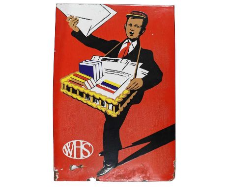 A Single-Sided Enamel Advertising Sign: WHS (W.H.Smith), depicting a paper seller63.5cm by 40cm