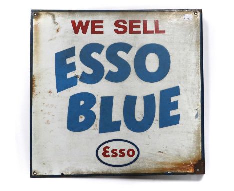 A Double-Sided Enamel Advertising Sign: WE SELL ESSO BLUE, with mounting flange45.5cm by 45.5cm
