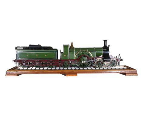 Kit/Scratch Built 3 1/2" Gauge Live Steam 4-2-2 Stirling Single Locomotive fine scale model, finished in green as Great North