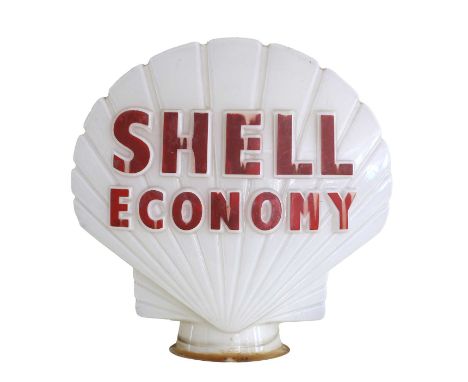 A Shell Economy Glass Petrol Pump Globe, with red lettering to both sides, the underside stamped HAILWARE BRITISH MADE (neck 