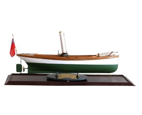 Steam Launch Lady Elizabeth  a fine scale model constructed primarily in wood with numerous details - coiled rope, tiller, ro