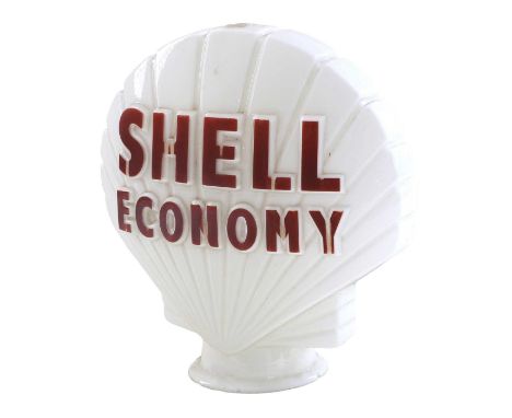 A Shell Economy Glass Petrol Pump Globe, with red lettering to both sides, the neck stamped PROPERTY OF SHELL-MEX AND B.P LIM