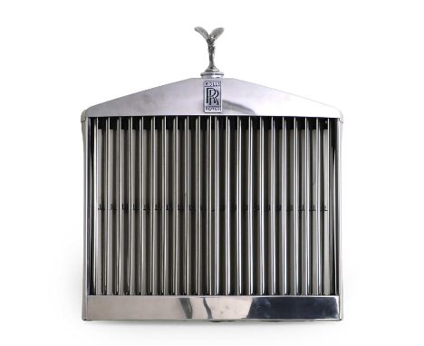 A Rolls-Royce Silver Shadow I Radiator Grille Assembly RH2371U (modern), surmounted by a sprung Spirit of Ecstasy car mascot,