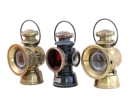 A Pair of Edwardian Lucas No.72 King of the Road Brass Carriage/Car Lanterns33cm high including handleA Lucas King of the Roa