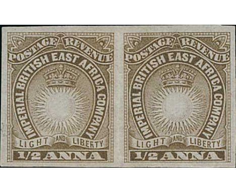 ½a Deep brown, imperforate horizontal pair, light vertical fold in central margin, otherwise fine mint. Scarce, three sheets 