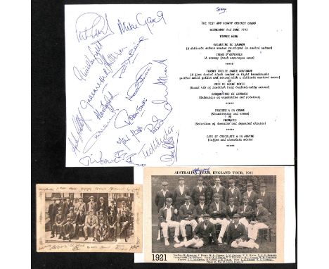 Australia - Tours to England. 1921-2005 Ephemera including 1934 Kennington Oval scorecard (Australia 701 in the 1st innings w