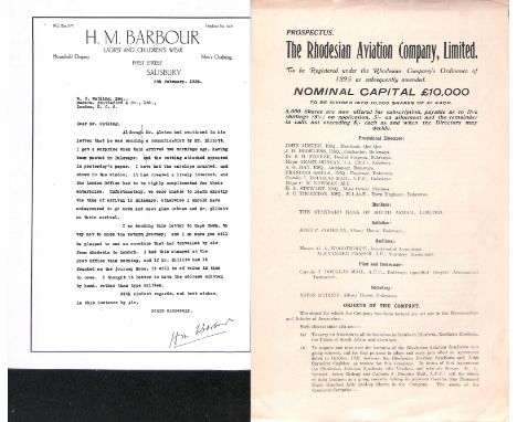 1927 (Dec. 23) Cover with a printed heading "RHODESIAN AVIATION SYNDICATE" and a picture of a biplane, posted within Bulawayo