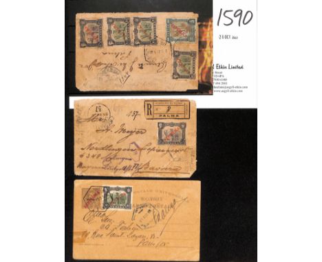 1919-22 Card and cover sent after the introduction of the new currency, comprising 1919 (July 16) 20r Mozambique card overpri