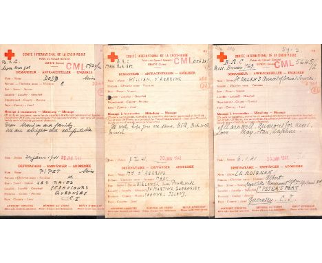 1940-41 Swiss Red Cross forms (84, dated 6 Nov. 1940 - 23 Jan. 1941) and British Red Cross forms (32, Dec. 3-30 1940, the fir
