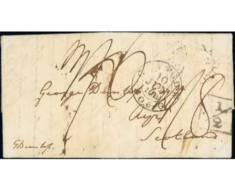 1819 (Mar. 17) Entire letter from George Dunlop, Surgeon in the 66th Foot, to his father in Scotland with scarce oval "ST HEL