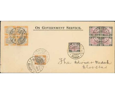 Alor Star. 1911 (July 22) "On Government Service" cover to "The Advisor Kedah, Alor Star" bearing 20c and 50c singles and blo