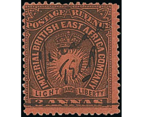 ½ Anna on 3a black on red, manuscript surcharge with initials "T.E.C.R", fine mint. S.G. £600. Photo on Page 146. 