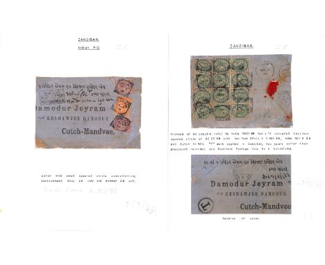 1888-95 Covers to Cutch-Mandvee in India, frankings comprising 1a (2) + 3a or a single 2a both with boxed "BOMBAY / SHIP LETT