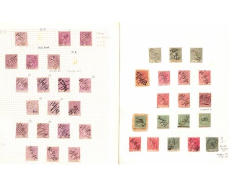 Manuscript Cancellations. 1871-90 QV Stamps comprising 1d magenta (22), ½d green (4), 1d rose (10, one with distorted "E" var